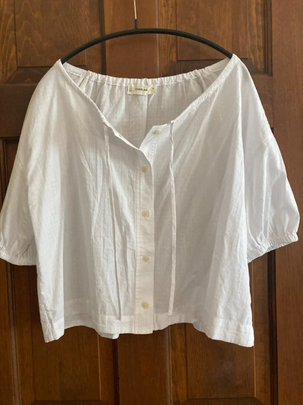 Everlane Gauze Button-Up Cotton Blouse in White NWOT